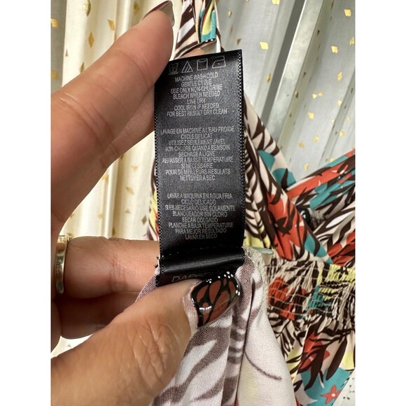 BCBG Paris Tropical Flowers Leaves Twisted Straps Smocked Waist Maxi Dress XS - Picture 6 of 6